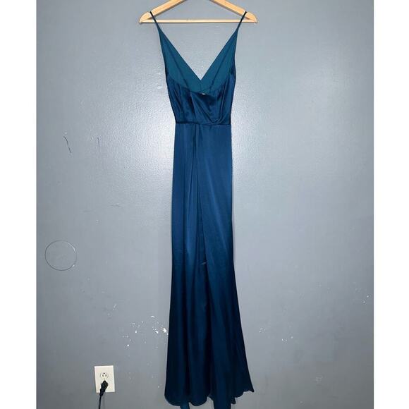 Yumi Kim Rush Hour 100% Silk Maxi Wrap Dress/Gown NWT in Ink Blue Size Small - Picture 7 of 9